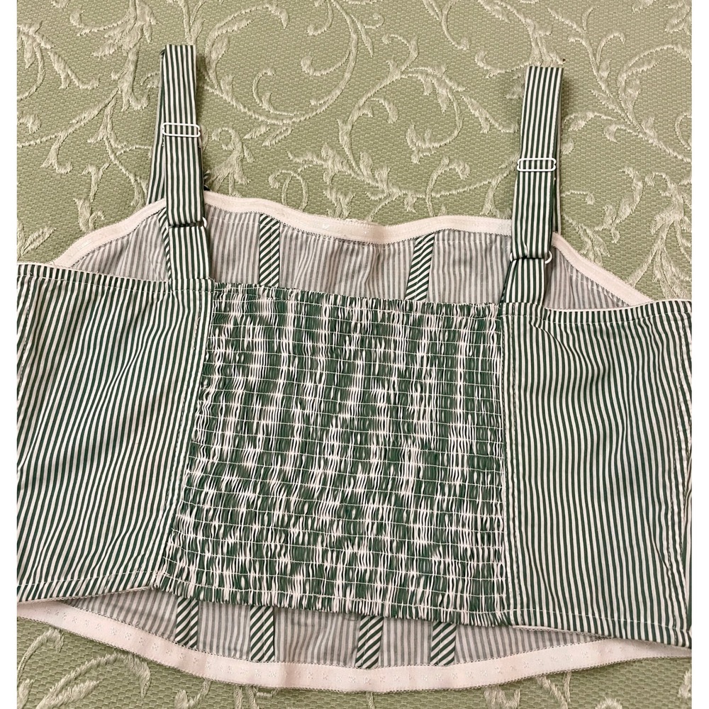 Watermelon Sugar Dana Tank Corset XL Cotton Crochet Trim Peppermint Stripe‎ NWT - Picture 5 of 16